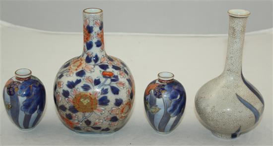 Four Japanese Imari vases by Fukagawa, c.1900-20, 7.4cm - 15cm